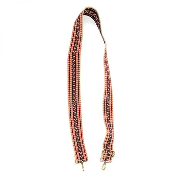 Joy Susan Guitar Strap Red / Natural Chevron Embroidered