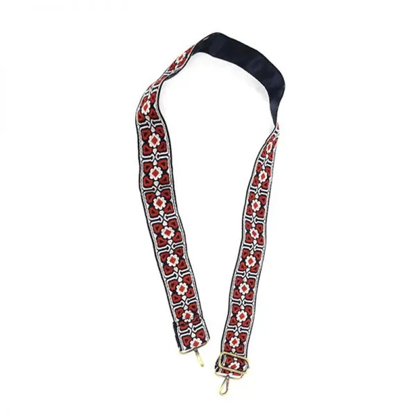 Joy Susan Guitar Strap Red / Navy Embroidered