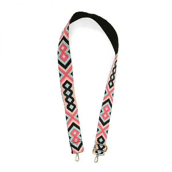 Joy Susan Guitar Strap Fuchsia / Turquoise Embroidered Geometric