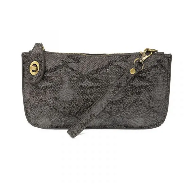 Joy Susan Python Mini Crossbody Wristlet Clutch Grey