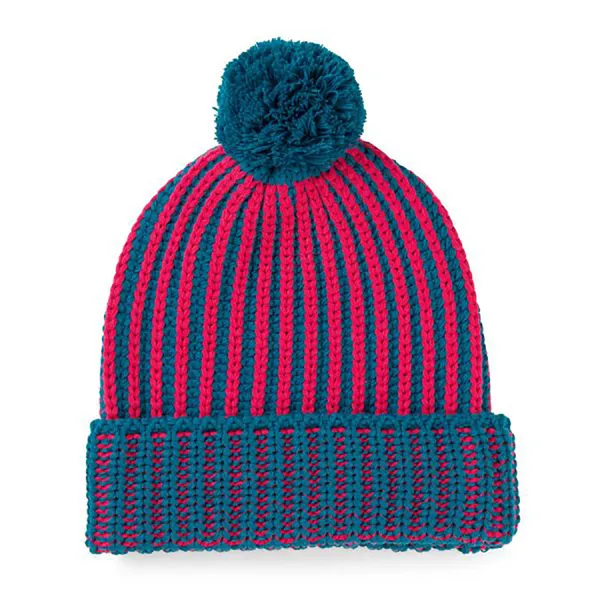 Verloop Chunky Rib Pom Hat Fuchsia Teal