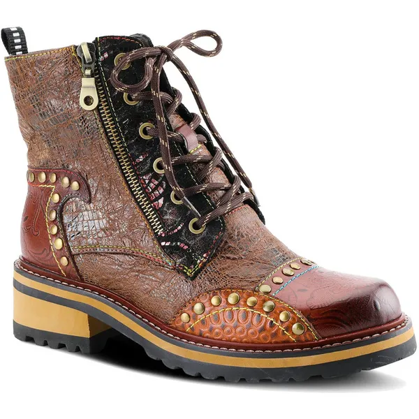Spring Step L'Artiste Women's Rugup Bootie Brown Multi