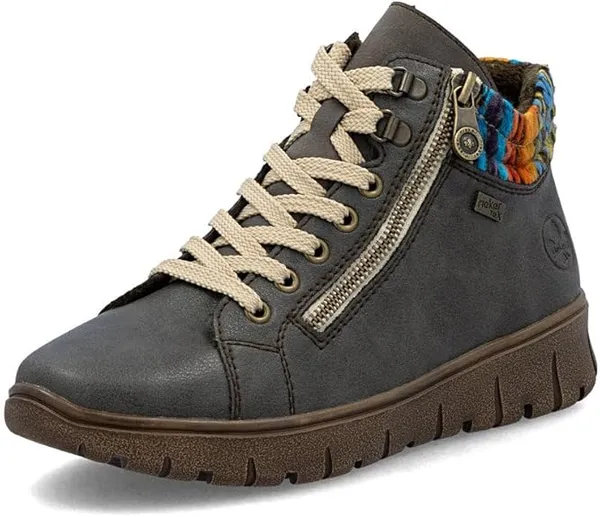 Rieker Heike Women's Lace Boots Basalt / Orange-multi / Basalt