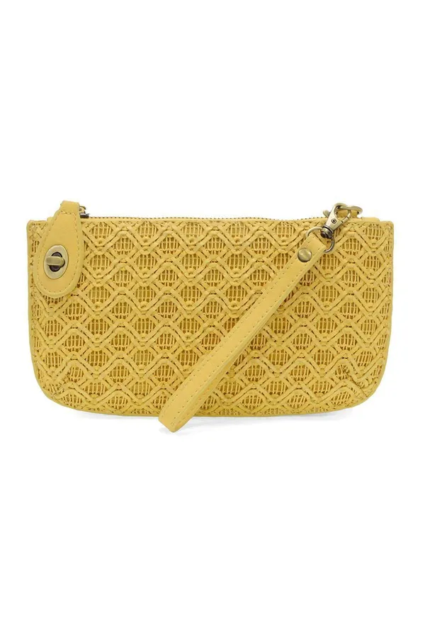 Joy Susan Lattice Woven Mini Crossbody Wristlet Clutch Yellow