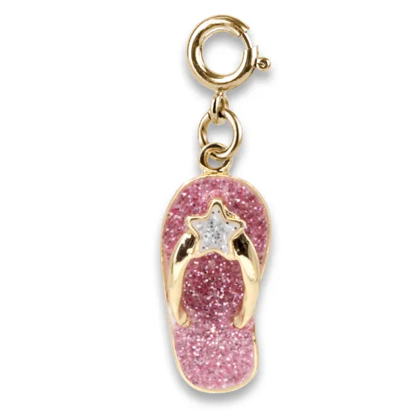 Charm It Gold Glitter Flip Flop Charm