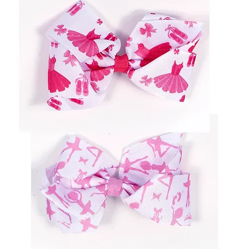 Dasha Designs Dance Print Bow Dark Pink