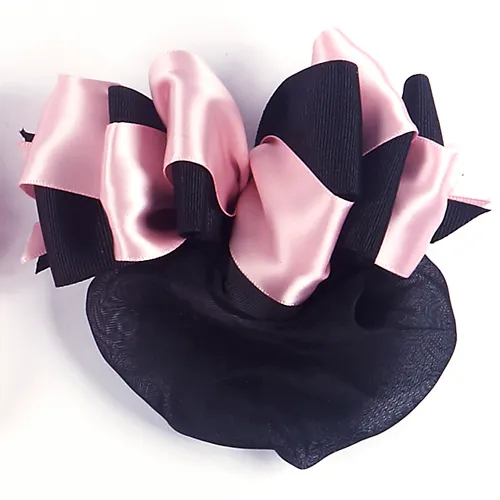 Dasha Designs Ruffle Bow w/Snood Black/Pink