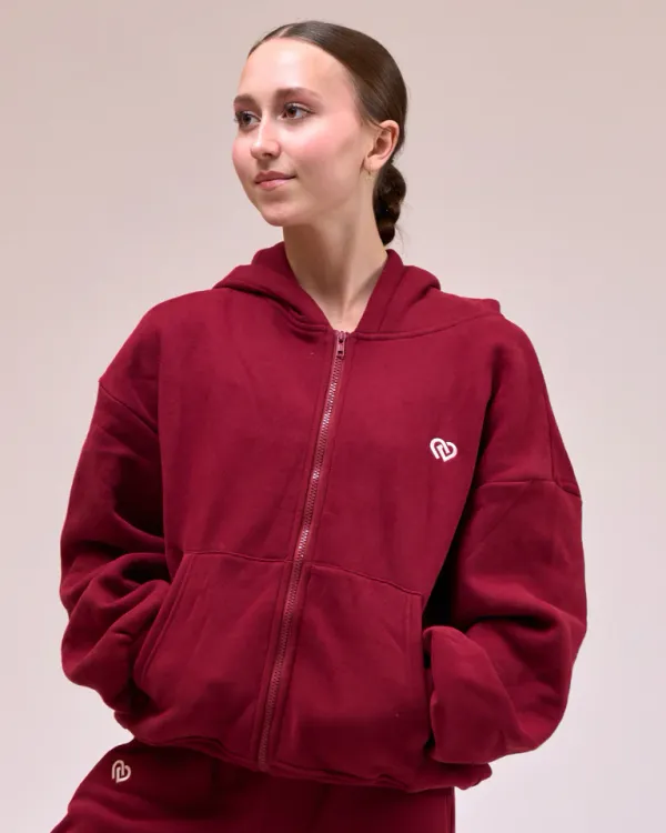 Claudia Dean Plush Zip Hoodie Raspberry