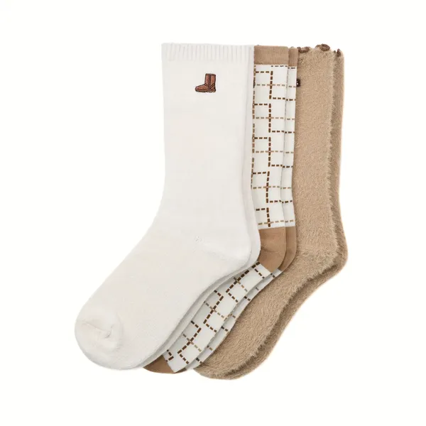 UGG Classic Crew 3 Pack Classic boot / Plaid / Sand