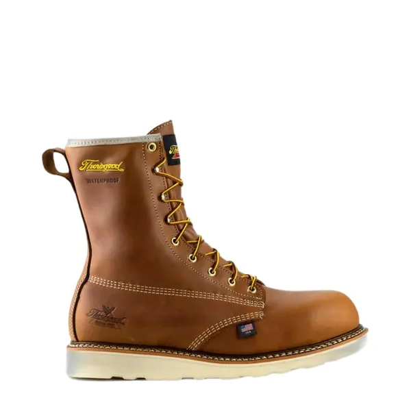 Thorogood Men's American Heritage – Waterproof – 8" Tobacco Composite Safety Toe – Plain Toe MAXWear Wedge TOBACCO