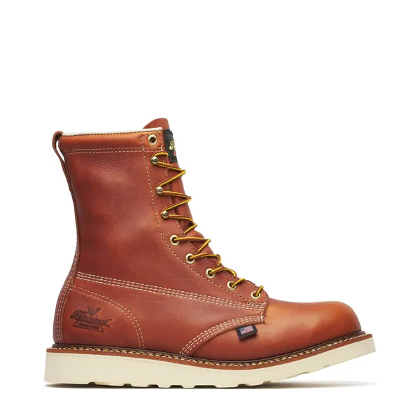 Thorogood Men's American Heritage – 8" Tobacco Plain Toe MAXWear Wedge TOBACCO
