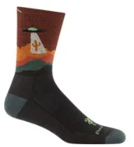 DARN TOUGH SOCKS MEN'S SPACED OUT MICRO CREW LIGHTWEIGHT CUSHION HIKING SOCKS WALNUT