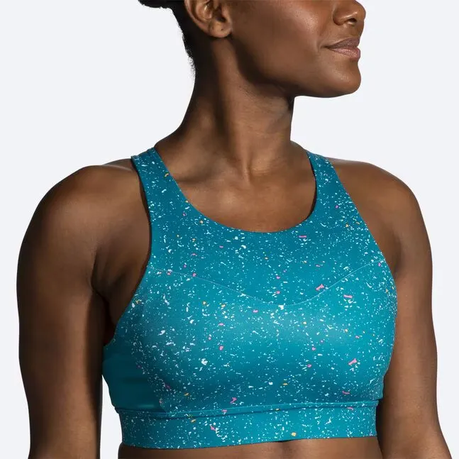 Brooks 3 POCKET SPORTS BRA LAGOON SPECKLE PRINT