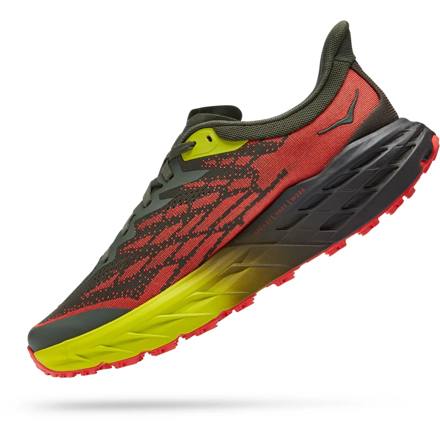 Hoka One One Men\'s Olive Dark Red Speedgoat 5 Mesh‎ Athletic Running Shoes 10 2E Hoka Men main image 3