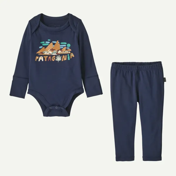 PATAGONIA Infant Capilene® Midweight Set FITZ FOLIAGE/NEW NAVY