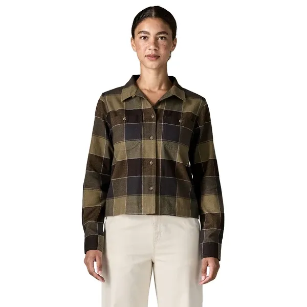 PATAGONIA W's Lightweight Fjord Flannel Camp Shirt SNOW OWL/BASIN GREEN