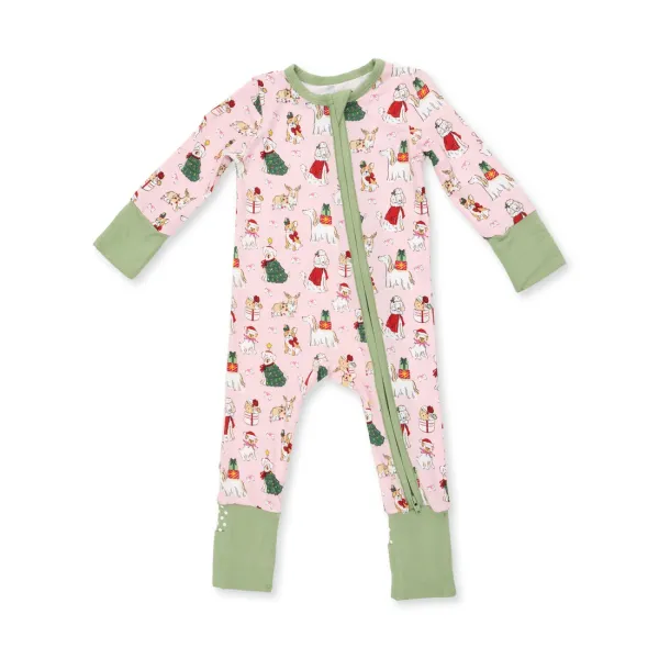 ANGEL DEAR Baby Convertible Romper CHRISTMAS DOGS/PINK