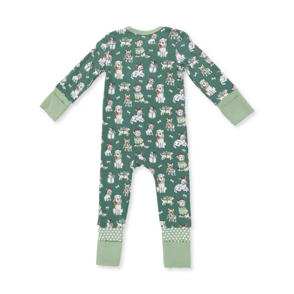 ANGEL DEAR Baby Convertible Romper CHRISTMAS DOGS/GREEN