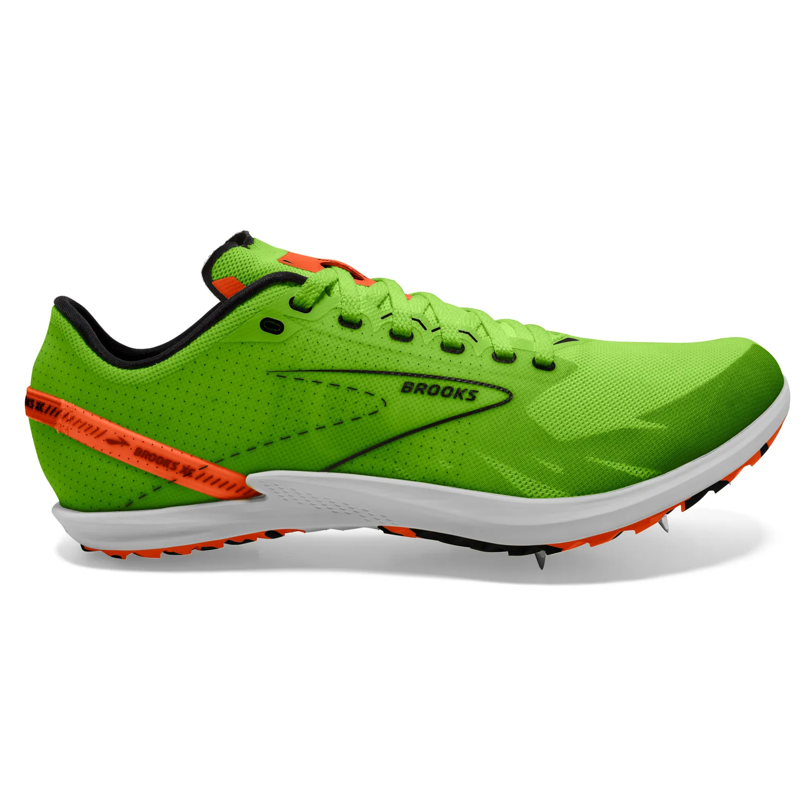 BROOKS Unisex Draft XC Spikes Green Gecko/Red Orange/White