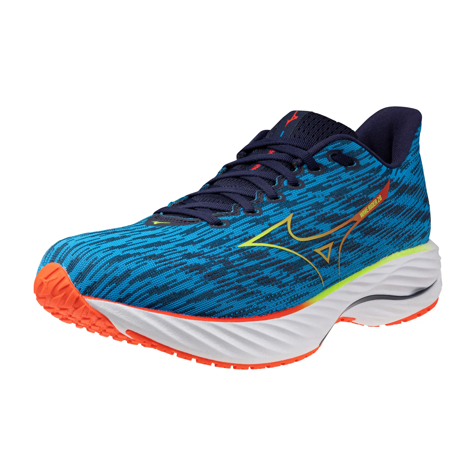 MIZUNO Men's WAVE RIDER 28 Blue Pace/Green Gecko