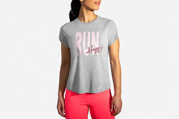 BROOKS W.BRO GRAPH DIST SS HEATHER ASH/RUN HAPPY