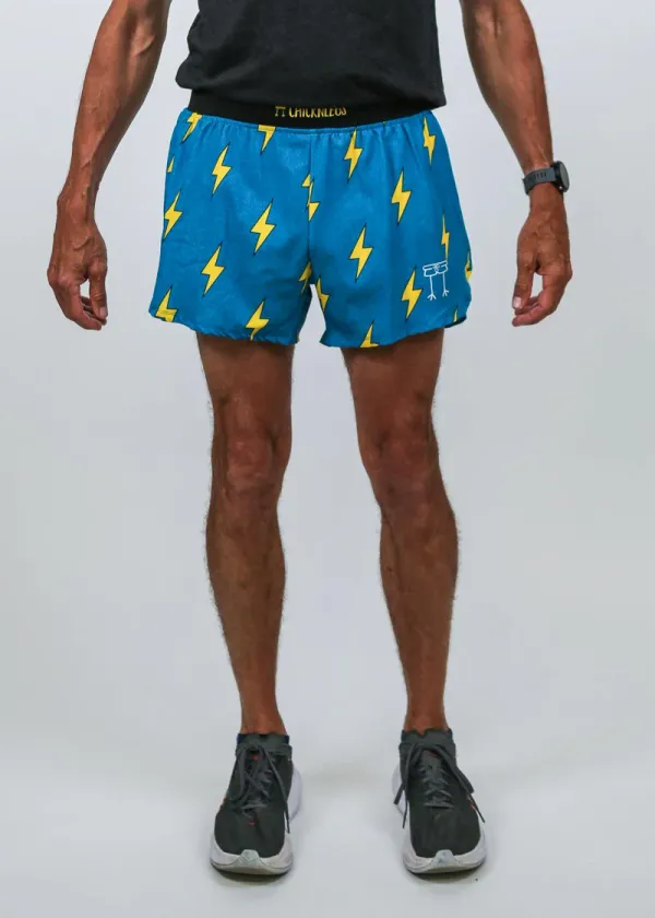 ChicknLegs Men's 4" Half Split Short Blue Bolts