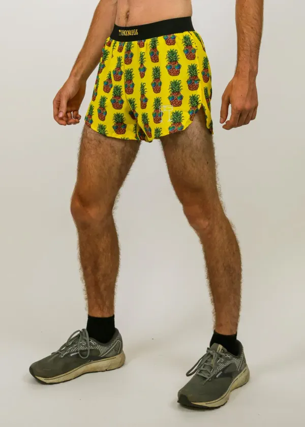 CHICKEN LEGS Men's 4" Shorts Yellow Pineapples