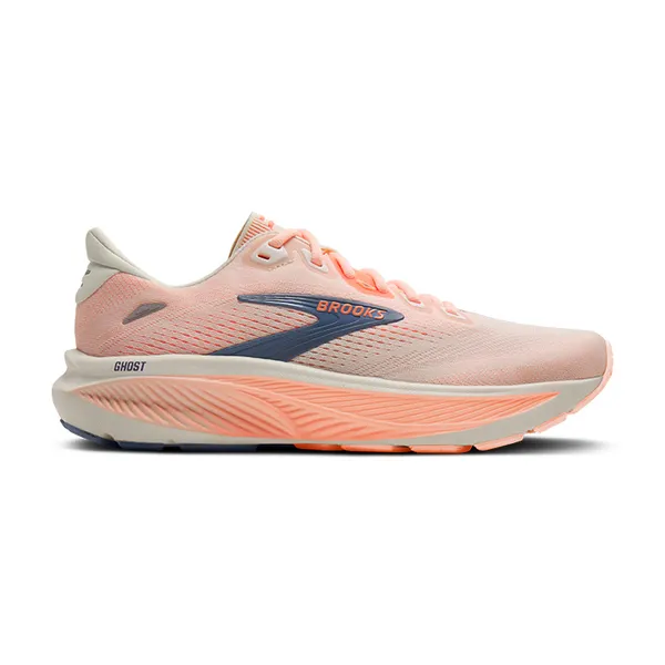 Brooks Women's Ghost 18 (Wide) Star White/Cyber Peach/Grey