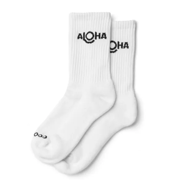 ALOHA BAGS ALOHA CREW SOCK White