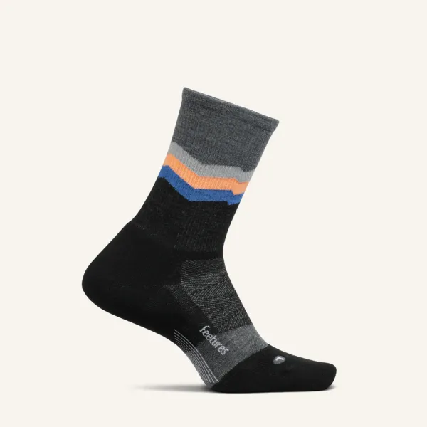 Feetures Feetures Merino 10 Max Cushion Mini Crew Switchback Charcoal
