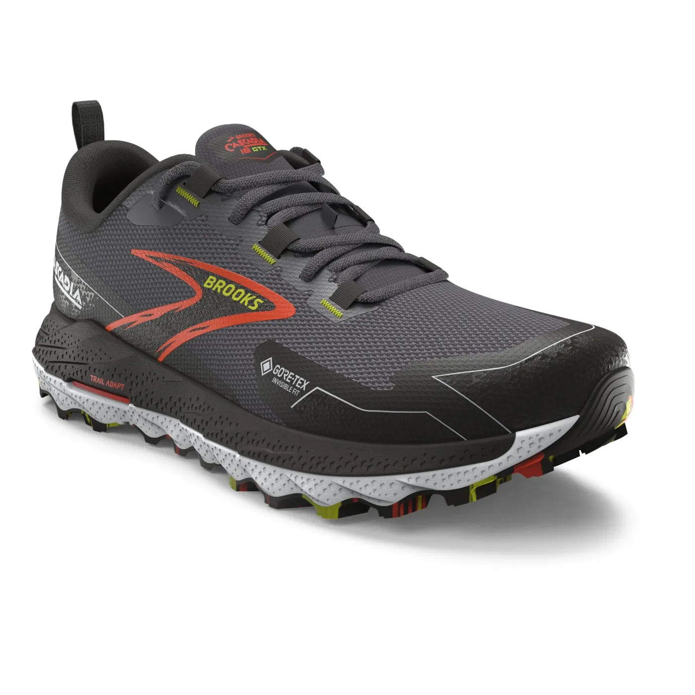 Brooks Men's Cascadia 18 GTX Blackened Pearl/Black/Tomato