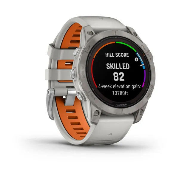 Garmin fenix 7 Pro - Sapphire Solar Edition Titanium with Fog Gray/Ember Orange Band
