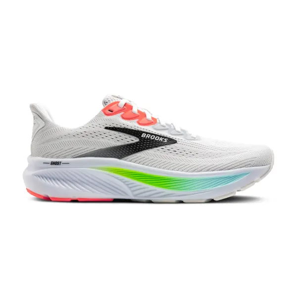 Brooks Men's Ghost 17 White/Pink Clay/Gecko