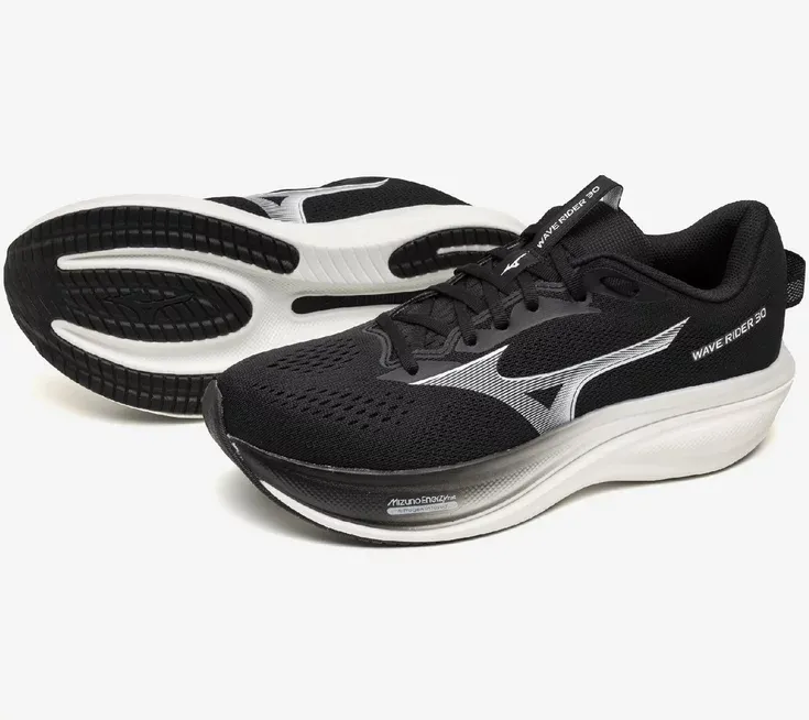 Mizuno シューズ ホワイト ブラック Mizuno Men's Wave Rider 30 Wide (2e) BLACK/WHITE