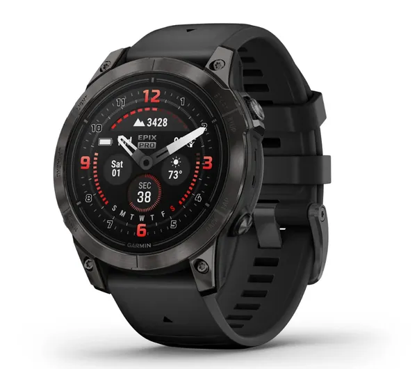 Garmin epix Pro (Gen 2) - Sapphire Edition | 47 mm Carbon Gray DLC Titanium with Black Band