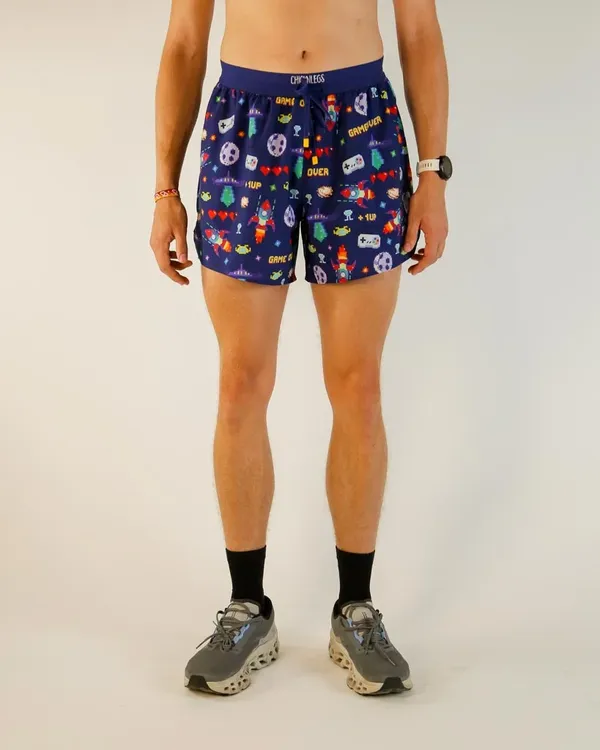 ChicknLegs Men's Pixel Invasion 5" DS Running Shorts Pixel Invasion