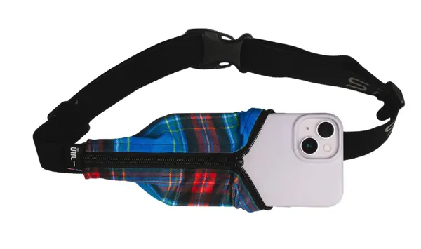 SPIBELT SPIbelt Running Belt Blue Tartan Fabric | Black Zipper