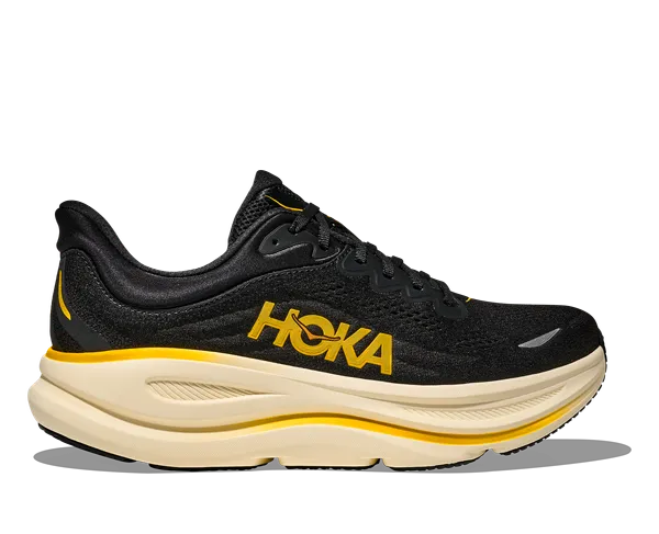 Hoka Men's Bondi 9 Carbon Black/Yellow Gold