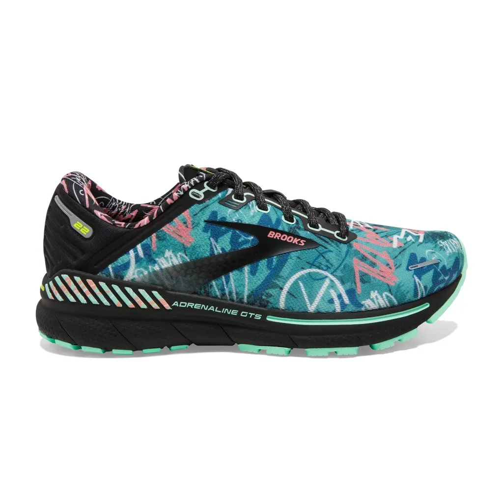 BROOKS Women's Adrenaline GTS 22 Black/Yucca/Flamingo Pink