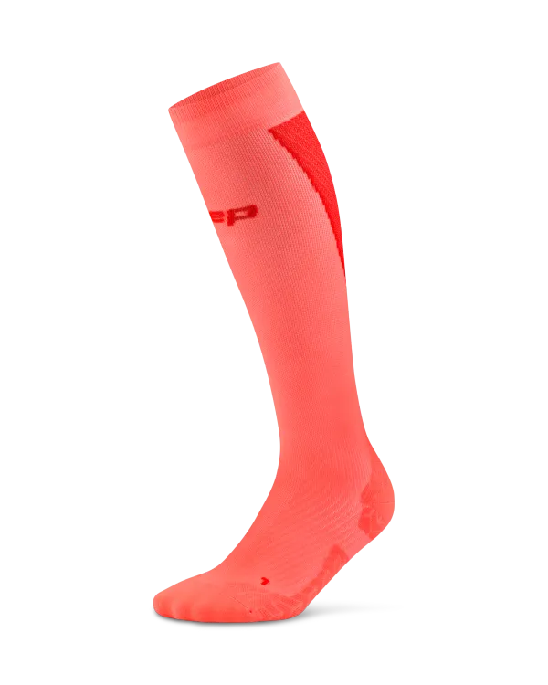 CEP Women's Core Run Ultralight Tall Compression Socks Neon Coral/Red