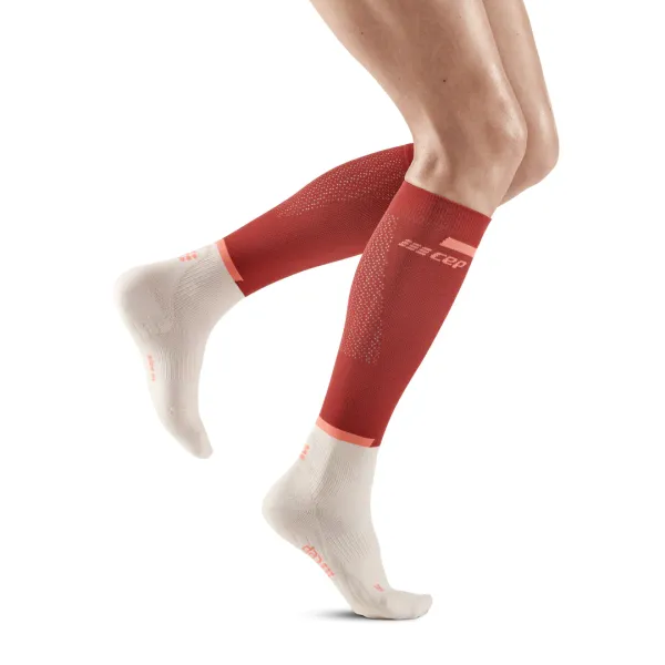 CEP Women's Run Compression Tall Socks 4.0 Red/Off White