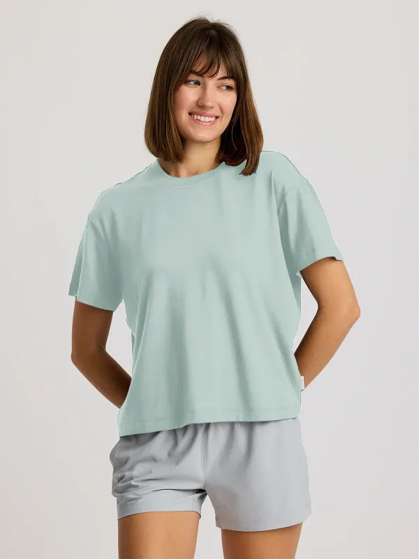 Free Fly Women's Bamboo Current Boxy Tee Ocean Mist