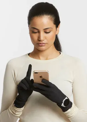 OISELLE RUNNING, INC. LUX WATCH WINDOW GLOVE BLACK/BLACK