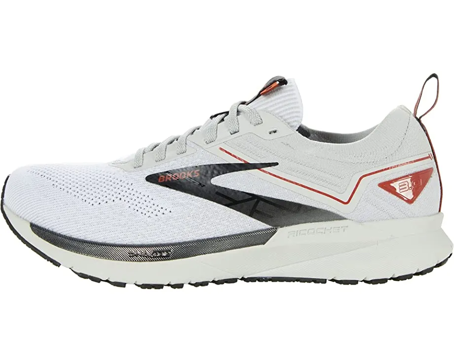 Brooks Men's Ricochet 3 White/Grey/Cinnabar