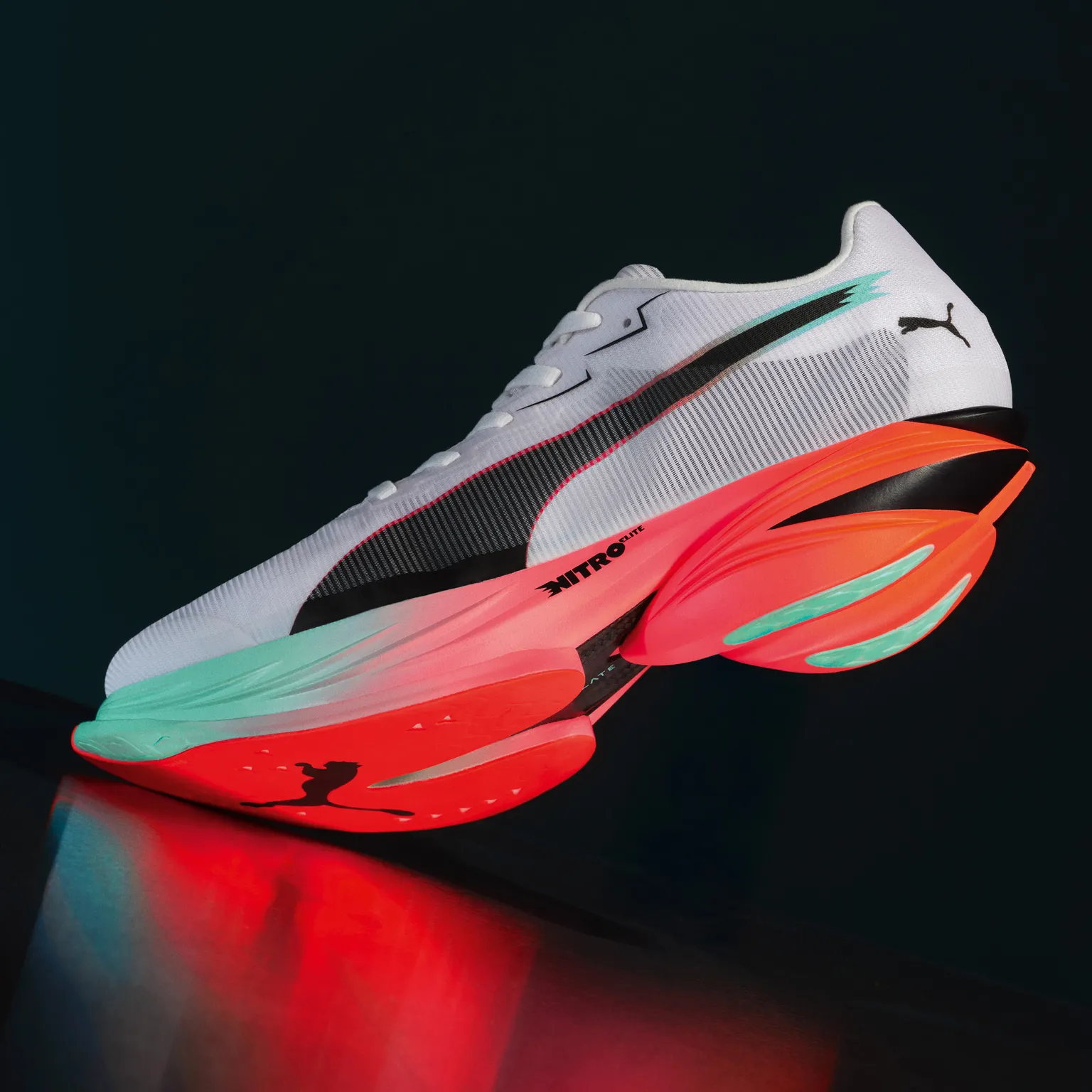 Puma Men's Fast-R Nitro Elite 3 Puma White/Glowing Red/Mint Melt