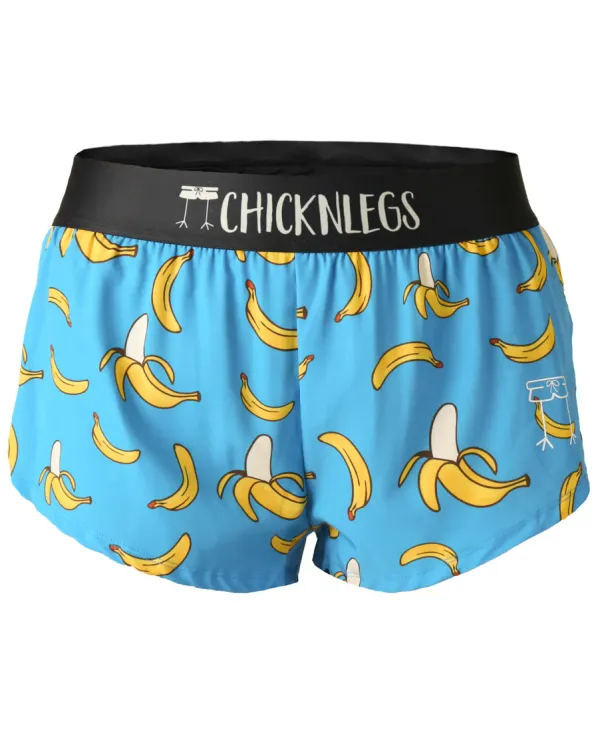 ChicknLegs Women's 1.5" Split Shorts Blue Bananas