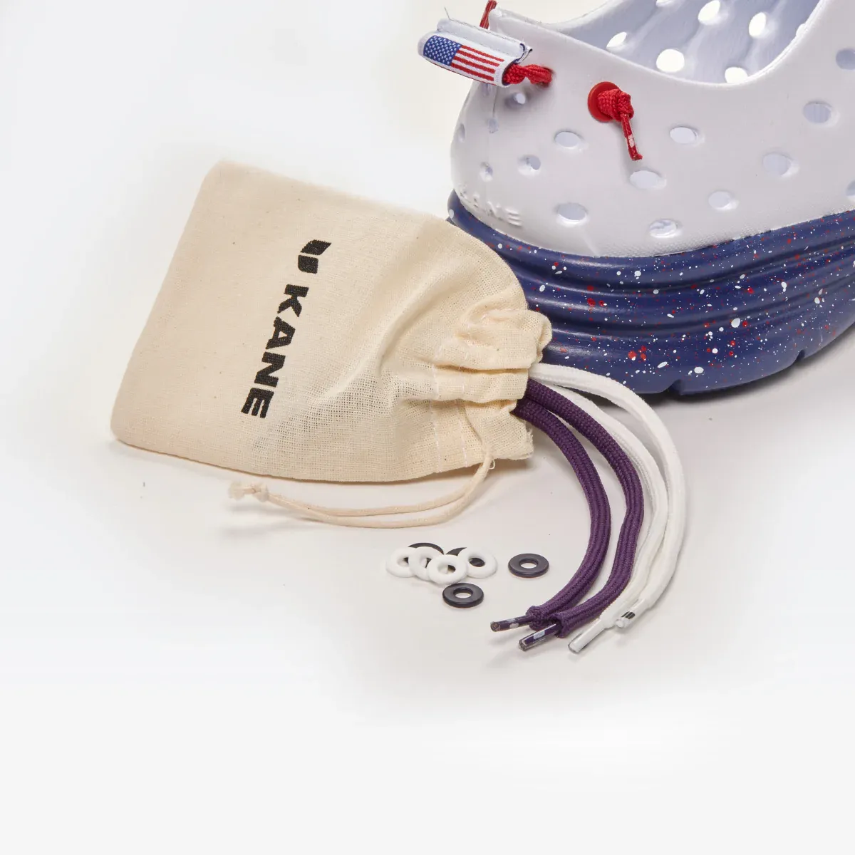 Kane Revive Stars and Stripes White and Blue Slip-On. Stars & Stripes – KANE Revive – Active Recovery Shoe main image 2