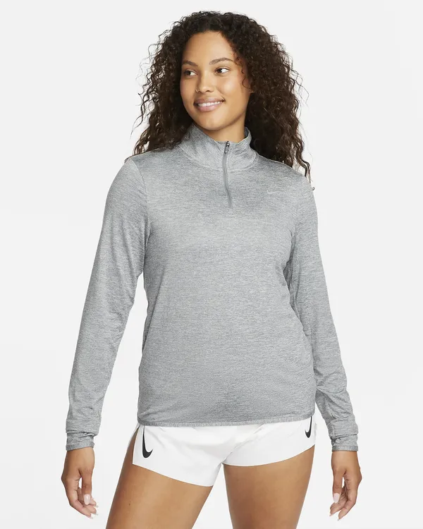 Nike Women's Dri-Fit Swift Element UV 1/4 Zip 084 Smoke Grey/LT Smoke Grey/Reflective Silver