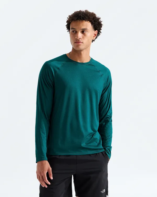 THE NORTH FACE MEN'S DYNAMIC LS TEE TEAL DARK HEATHER