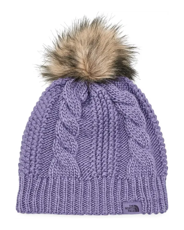 THE NORTH FACE Oh Mega Faux Fur Pom Lined Beanie Grounded Plum